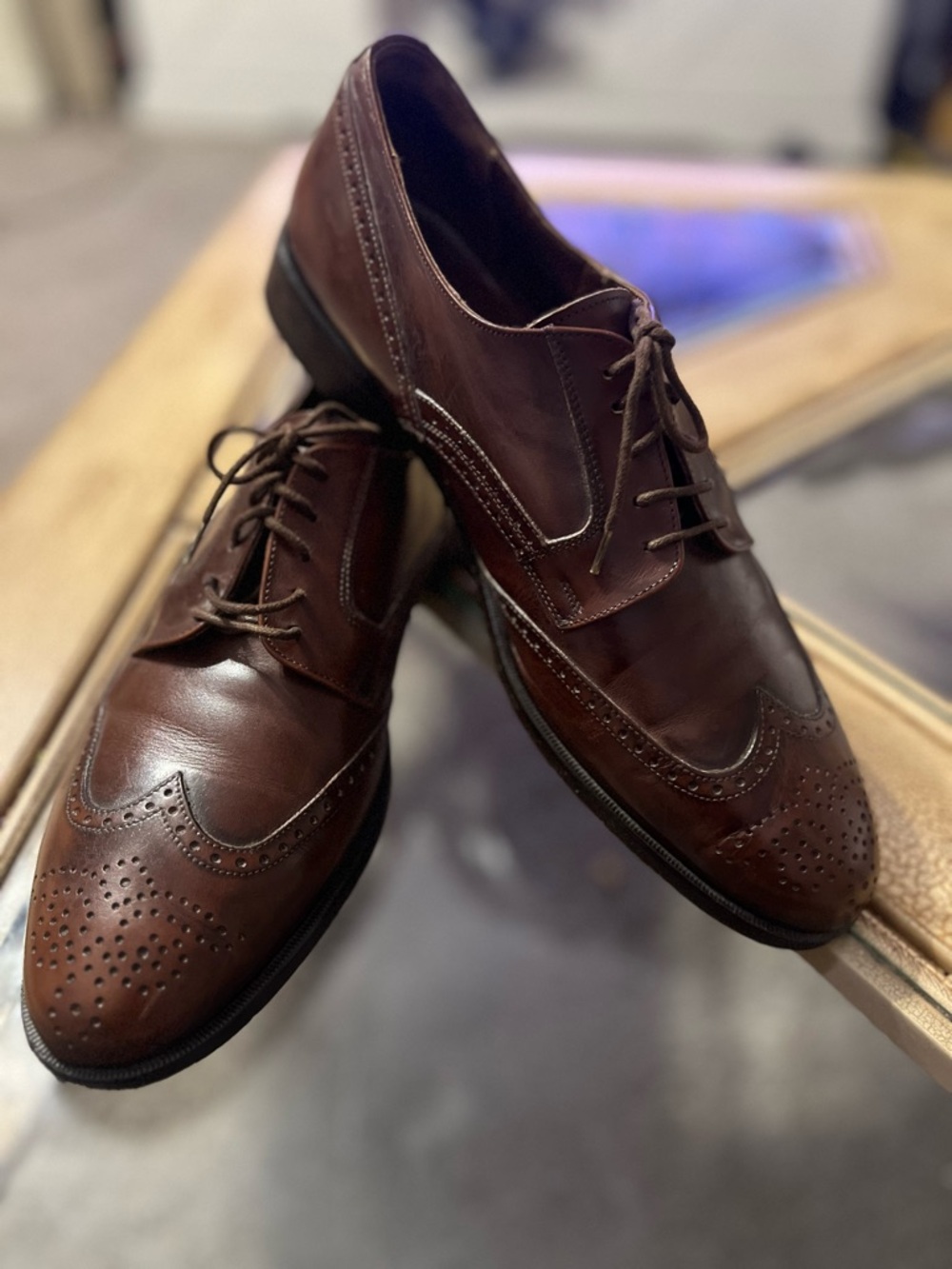 Luciano Rossini by E. T. Wright Wingtip Full Brogue Oxford  Shoes Brown Men 11M